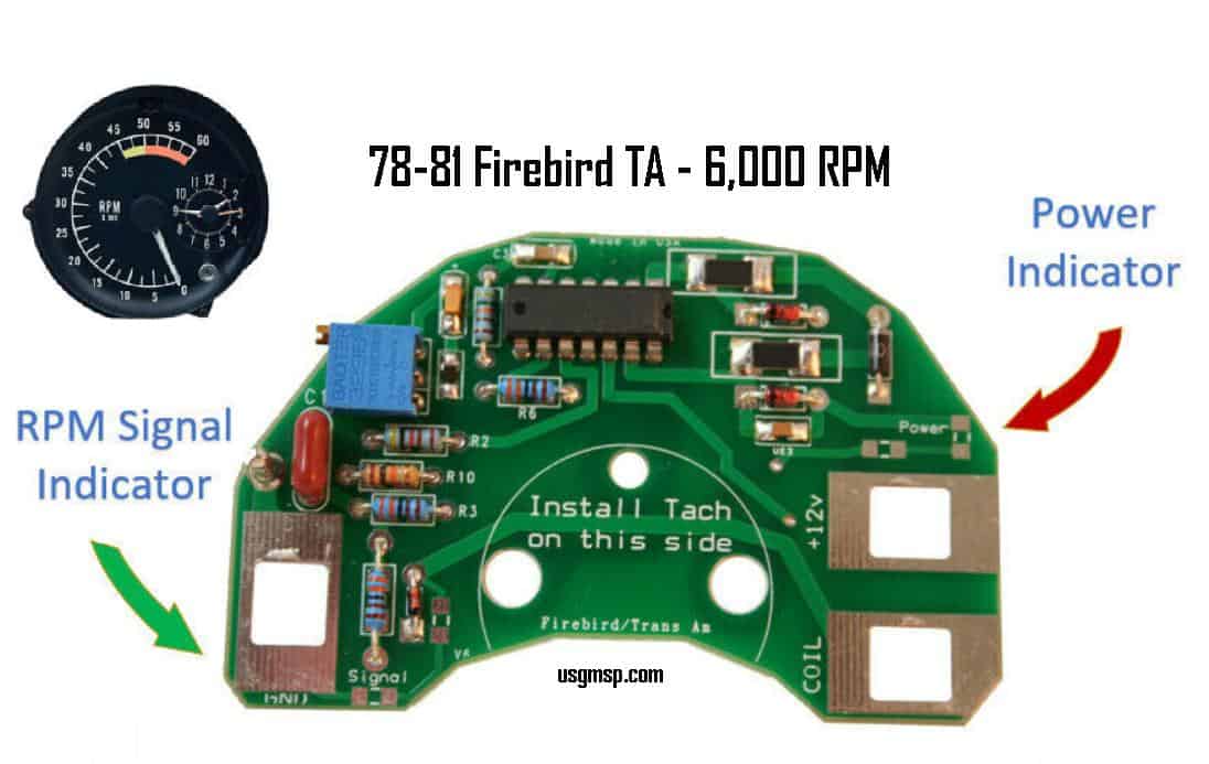 Printed Circuit: TACHO 78-81 Firebird TA 6k rpm